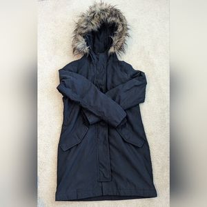 Abercrombie and Fitch ultra women's black small parka fur trim hooded coat